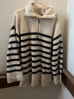 H&M ストライプ ハイネックニット M