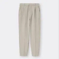 gu 起毛タックテーパードパンツ　ベージュ　裏起毛　テーパード