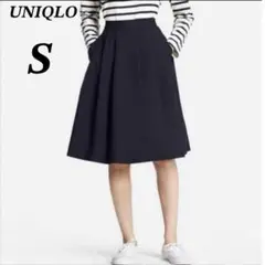 【新品】ユニクロ　ハイウエストドライストレッチタックスカート　フレア　万能