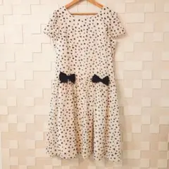 【GALLERY VISCONTI】ハート柄 リボンモチーフシフォンワンピース