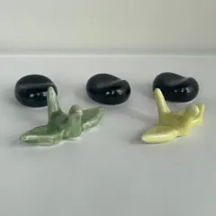 陶器 箸置き はしおき 5個 折り鶴 鶴 ツル 黒玉 美品 かわいい お洒落のサムネイル