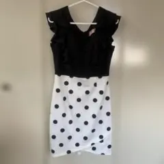 ソブレ　sovre フリル付きドット柄　ナイトドレス　キャバドレス