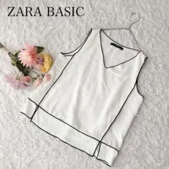 ザラベーシック　ノースリーブシャツ　ホワイト　白　Vネック　きれいめ