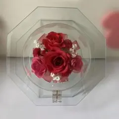 プリザーブドフラワー 赤いバラ 八角形
