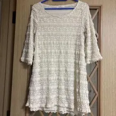 アイボリー レース 七分袖チュニック