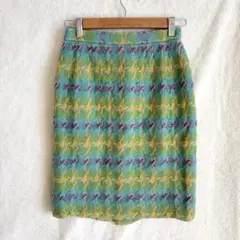 総柄 ジャガードタイトスカート M-L ミニ丈 レトロ y2k 日本製 古着