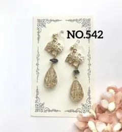 NO.542 アンティーク調ロング#ピアスorイヤリング　ハンドメイド