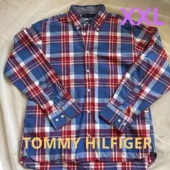 【美品】TOMMY HILFIGER 長袖チェックシャツXXL 3L 赤青