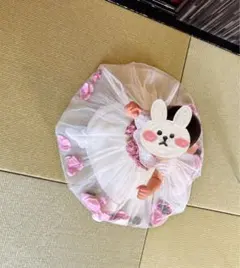 ベビードレス ピンク クリーム チュール 花びら