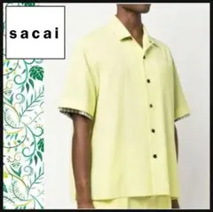 【sacai】Suiting Shirt レイヤードスーチングシャツ イエローのサムネイル