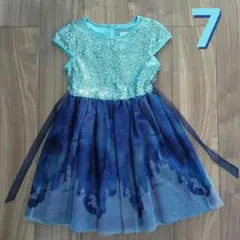 ワンピース 7 水色 スパンコール キャッスル 雪の結晶　コストコ