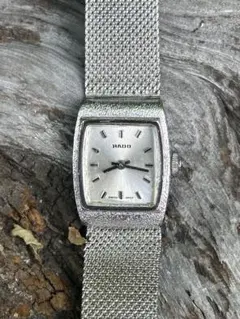 稼働品 RADO 手巻き時計 スクエア シルバーメッシュ アンティーク 当時物のサムネイル