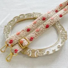 1点限り☆スマホショルダーストラップ／インド刺繍／ハンドメイド／チューリップ