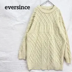 エバーシンス ケーブルニット Fアイボリー 長丈 ゆったり ゆるだぼ 大人可愛い