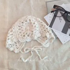 handmade♡花模様ボンネット帽♡0〜3ヶ月サイズベビーキッズ