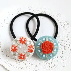 【No.225】刺繍ヘアゴム ハンドメイド