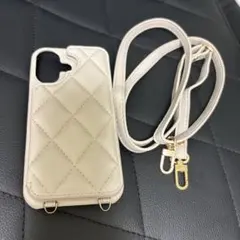 iPhone16用ケース ショルダーストラップ、ミラー、カード入れ（グレー）のサムネイル