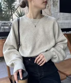 チャオパニックティピー　スウェットライクボリュームスリーブニット　オフホワイト