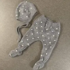 ZARA ドット柄ニットパンツ&帽子セット