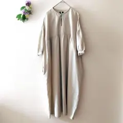 訳あり☆オオカミとフクロウ　オオカミと月のダンス　ワンピース　ミモレ丈　麻混