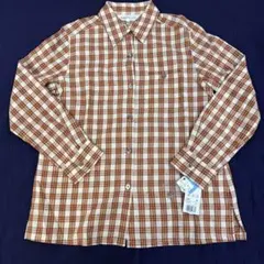未使用 タグ付き SIMPLE LIFE チェックシャツ M 薄オレンジ系