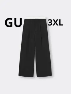 新品 GU ダブルウエストワイドパンツQ+E 黒3XL