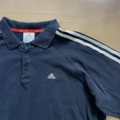 90's！adidas 刺繍ロゴ 半袖 ポロシャツ 3本ライン アディダス古着黒のサムネイル