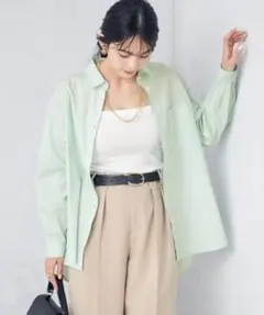 a.v.v コットンベーシックシャツ 38 M グリーン ミント 長袖のサムネイル