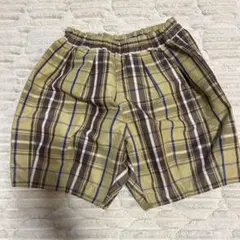 茶色と黄色のチェック柄ハーフパンツ　フィス