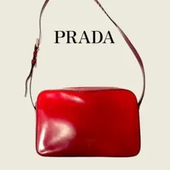 【PRADA】 プラダ ショルダーバッグ 赤 レッド エナメル レザー