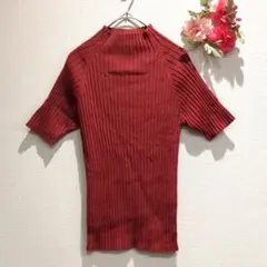 【SCAPA】スキャパ ハイネック リブニット（38）半袖 レッド／レナウン