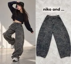 niko and... 3Dドロップデニムパンツ　カモフラ Mサイズ