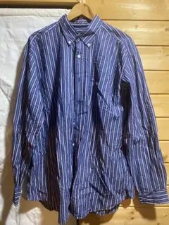 ノーティカ　青と白とピンクのストライプ ボタンダウン　長袖シャツ