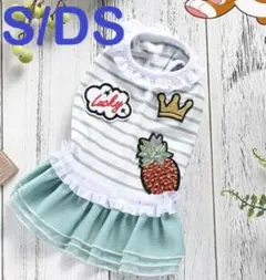 ワッペン付きワンピ グリーン【 S / DS 】ダックス OK！ 犬服 犬の服