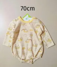 新品 くまのプーさん ロンパース 70cm イエロー 総柄.