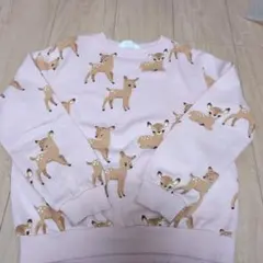 鹿プリント ピンク トレーナー