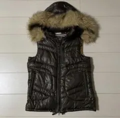 00s 平成　ギャル　ファー　ダウンベスト　光沢　短丈　グランジ y2k