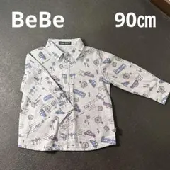 【BeBe】車両プリント 長袖シャツ 90cm
