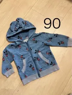 ミッキー　耳付きDisneyパーカー　90