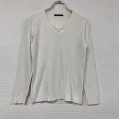 894 INGNI Vネックリブ編みセーター Mサイズ ホワイト