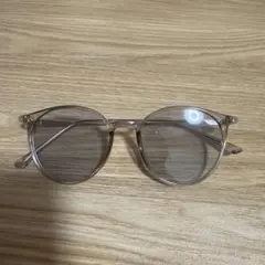 クリアフレーム ラウンドサングラス グレー