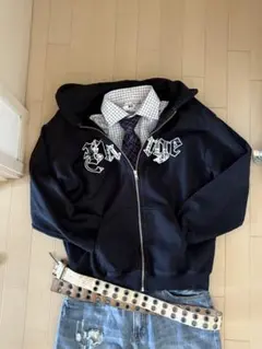 黒 エクストララージ　ジップアップパーカー