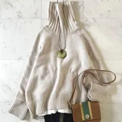 人気＊ギャルリーヴィー ファインウールハイネックプルオーバー S ライトベージュ