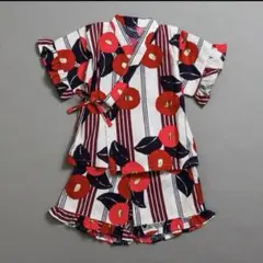 新品❣️BREEZE 甚平　女の子 赤白 椿 110cm