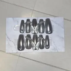 韓国系 ミラー 蝶々 メタリック ネイルチップ ネイルシール入り