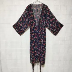 GU ジーユー (S)　花柄ワンピース　ウエストリボンあり
