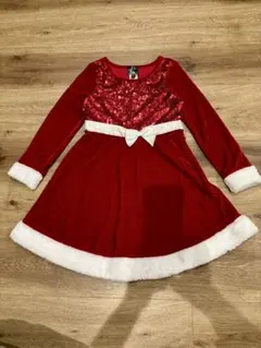 クリスマス　赤　スパンコール　ワンピース　ドレス