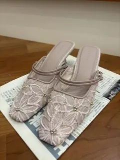 RANDA 花柄　刺繍　サンダル　ミュール　パンプス　ピンク