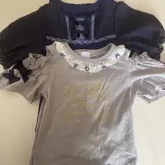 アクシーズファムキッズ　2枚セット　フリル付きTシャツ グレー ネイビー