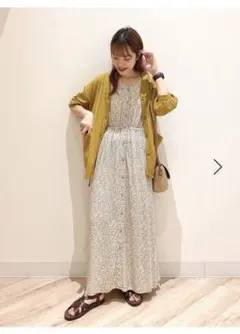 グローバルワーク　マスタード フレアスカート ロング丈
